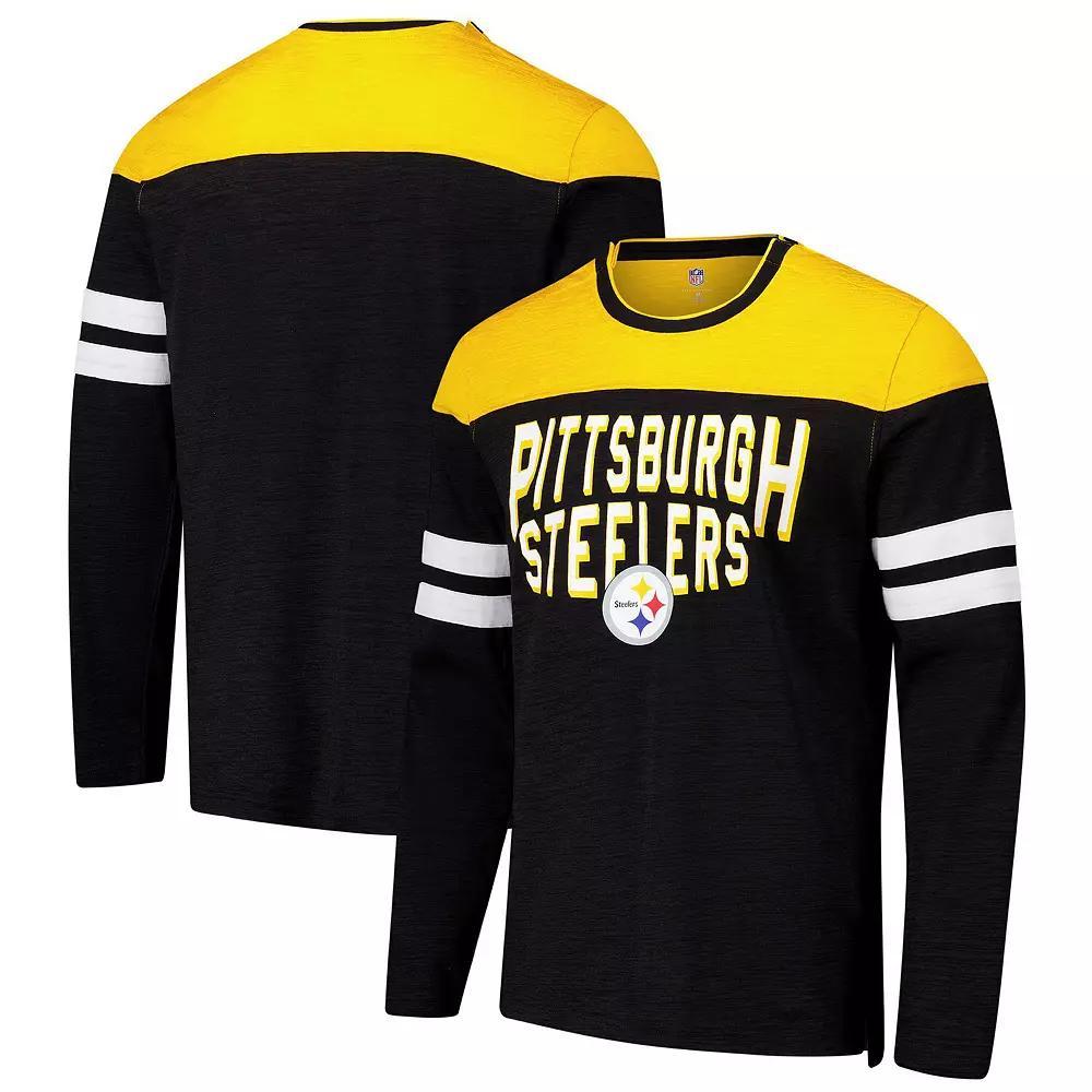 Men's G-III Sports by Carl Banks Black/Gold Pittsburgh Steelers Adaptive Hail Mary Long Sleeve T-Shirt, Size: Medium Product Image
