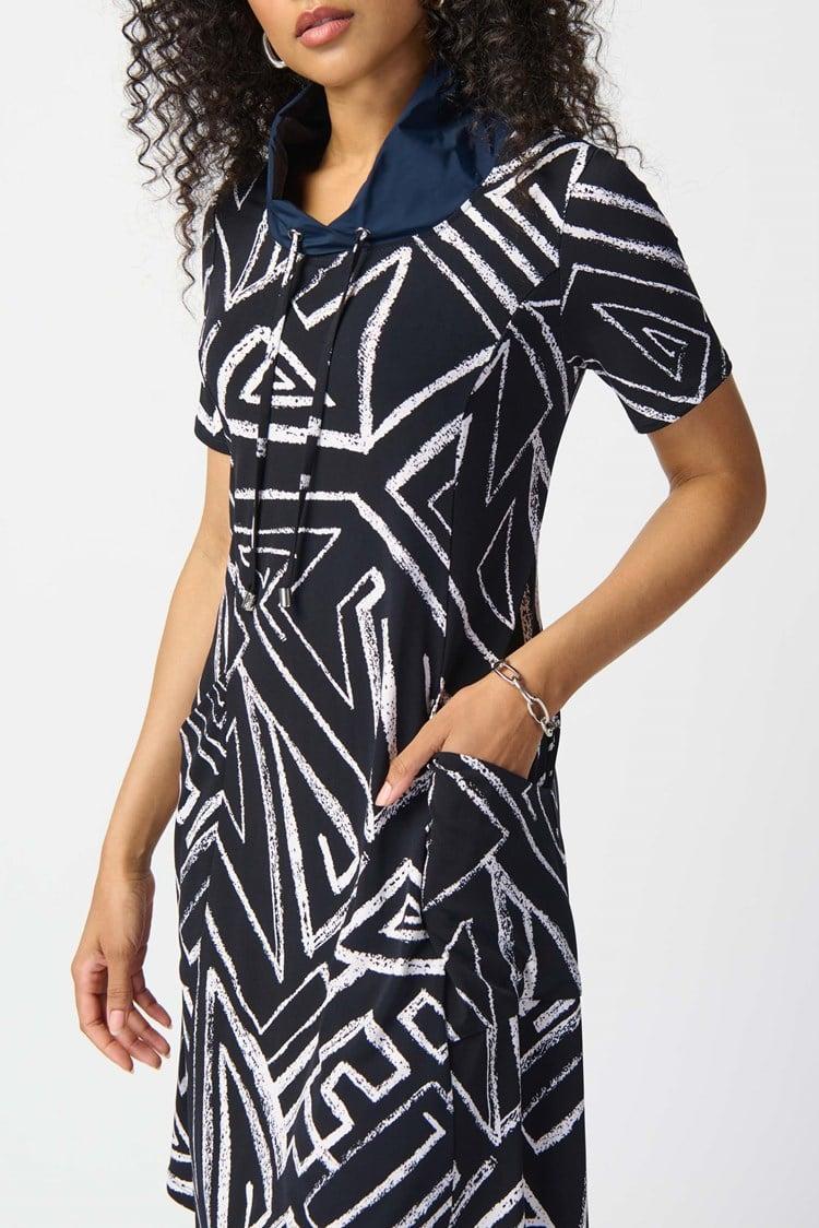 Abstract Print Silky Knit A-Line Dress Product Image