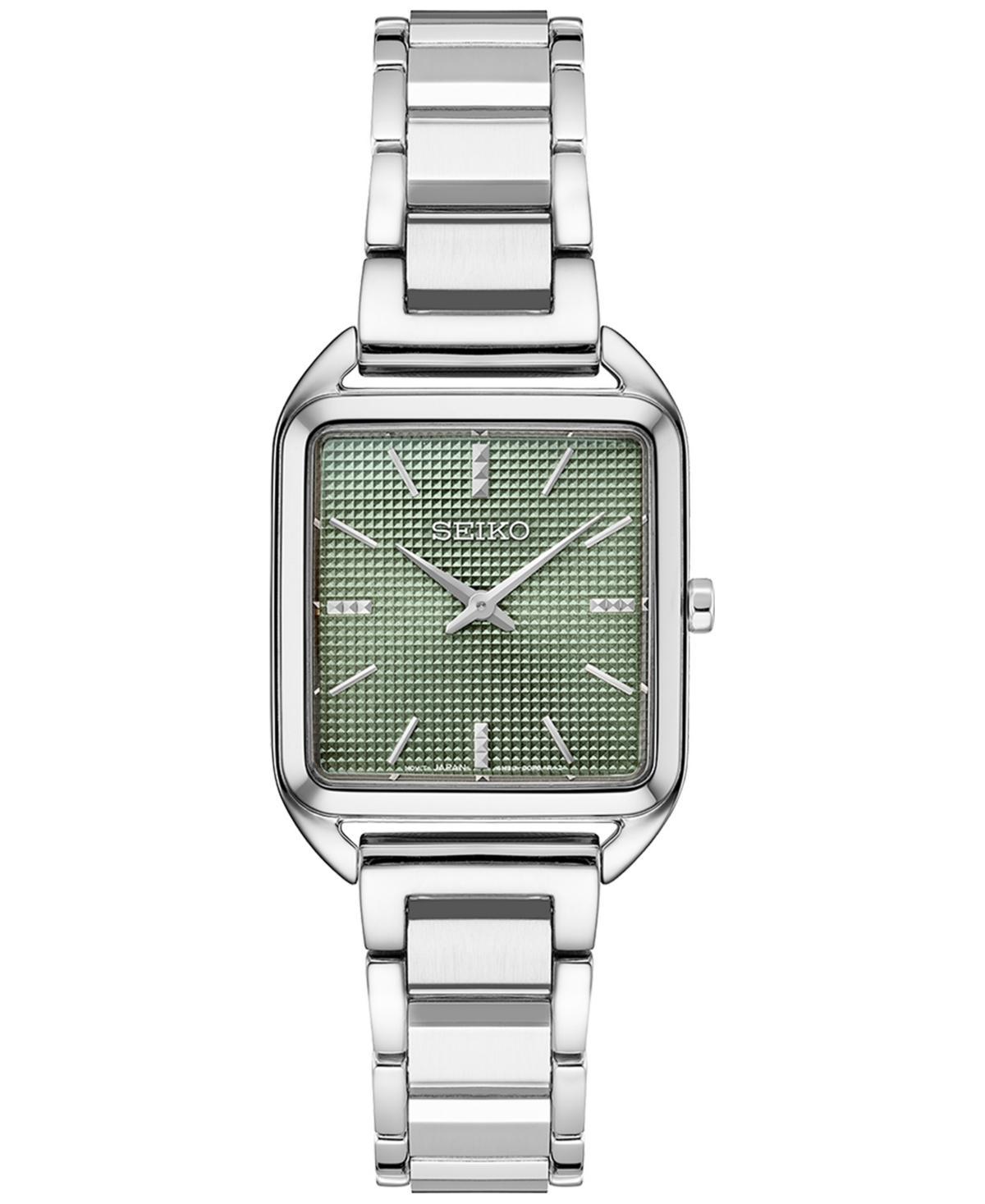 Seiko Essentials Womens Stainless Steel Rectangle Dial Bracelet Watch Pink Product Image