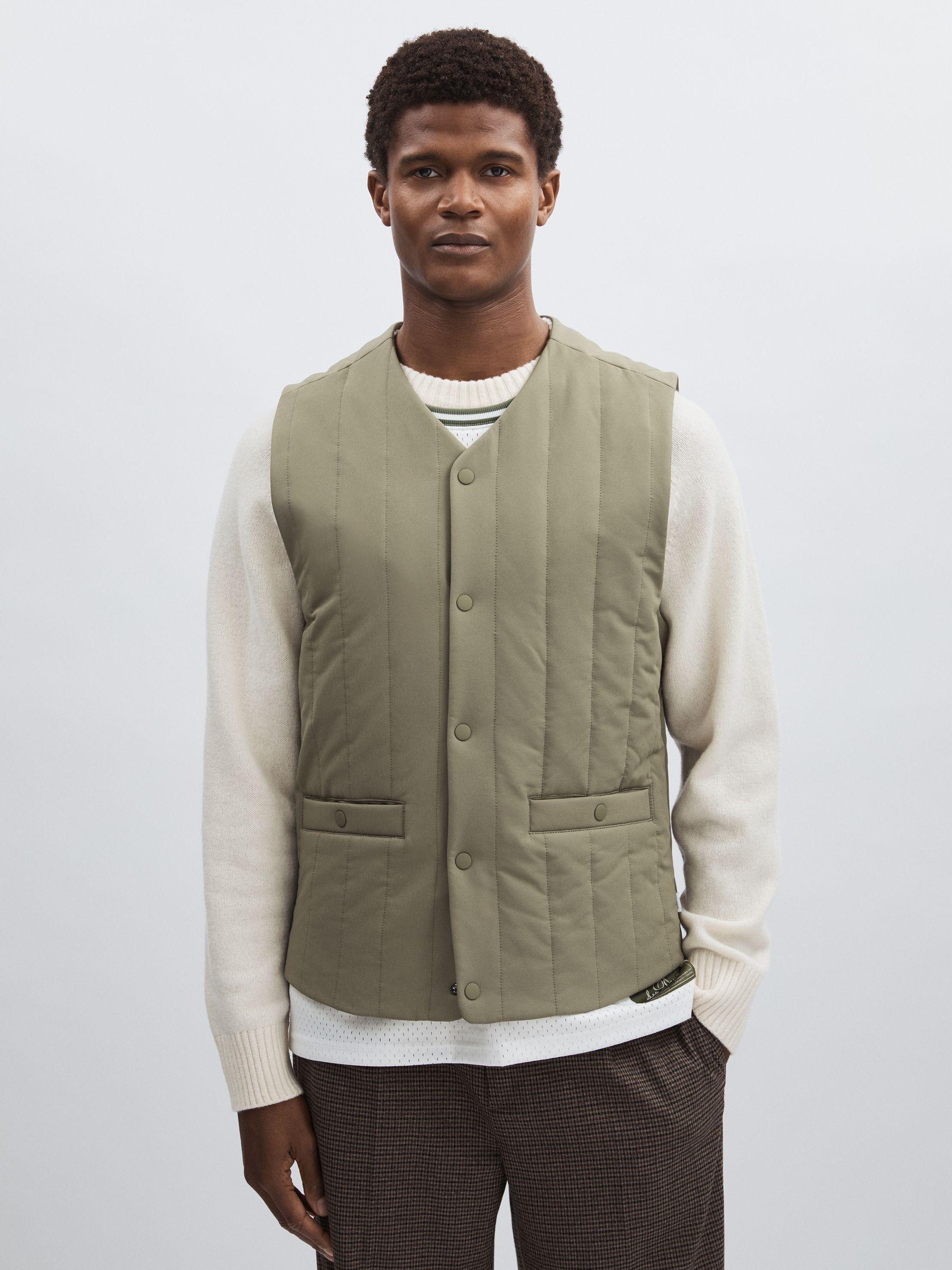 Les Deux Quilted Technical Gilet in Green Product Image
