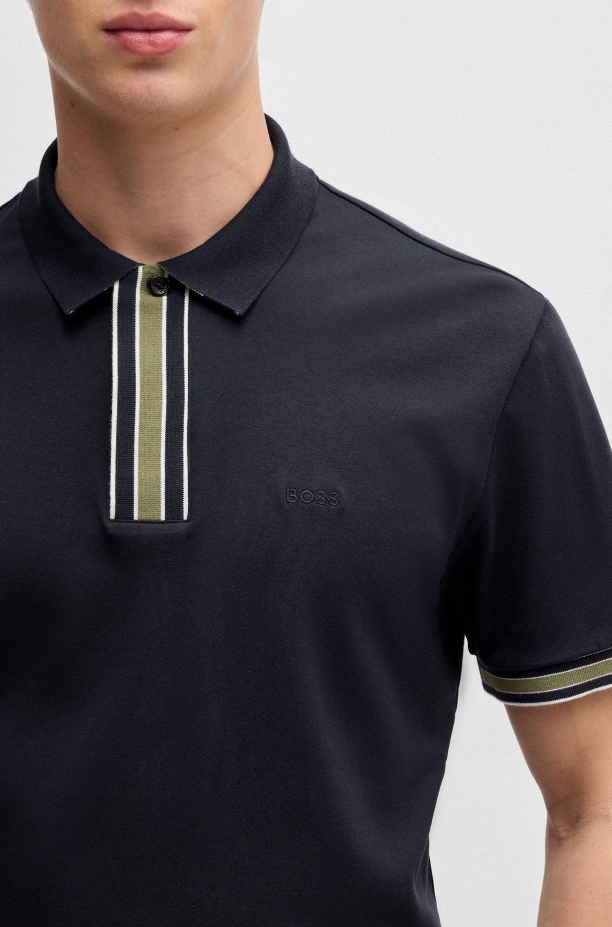 Interlock-cotton polo shirt with contrast tipping Product Image