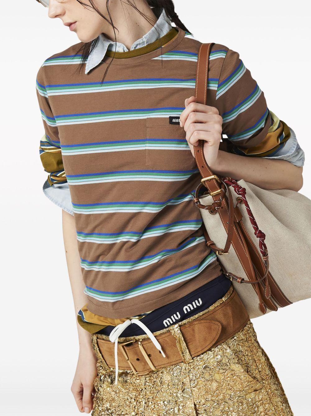 logo-patch striped T-shirt Product Image