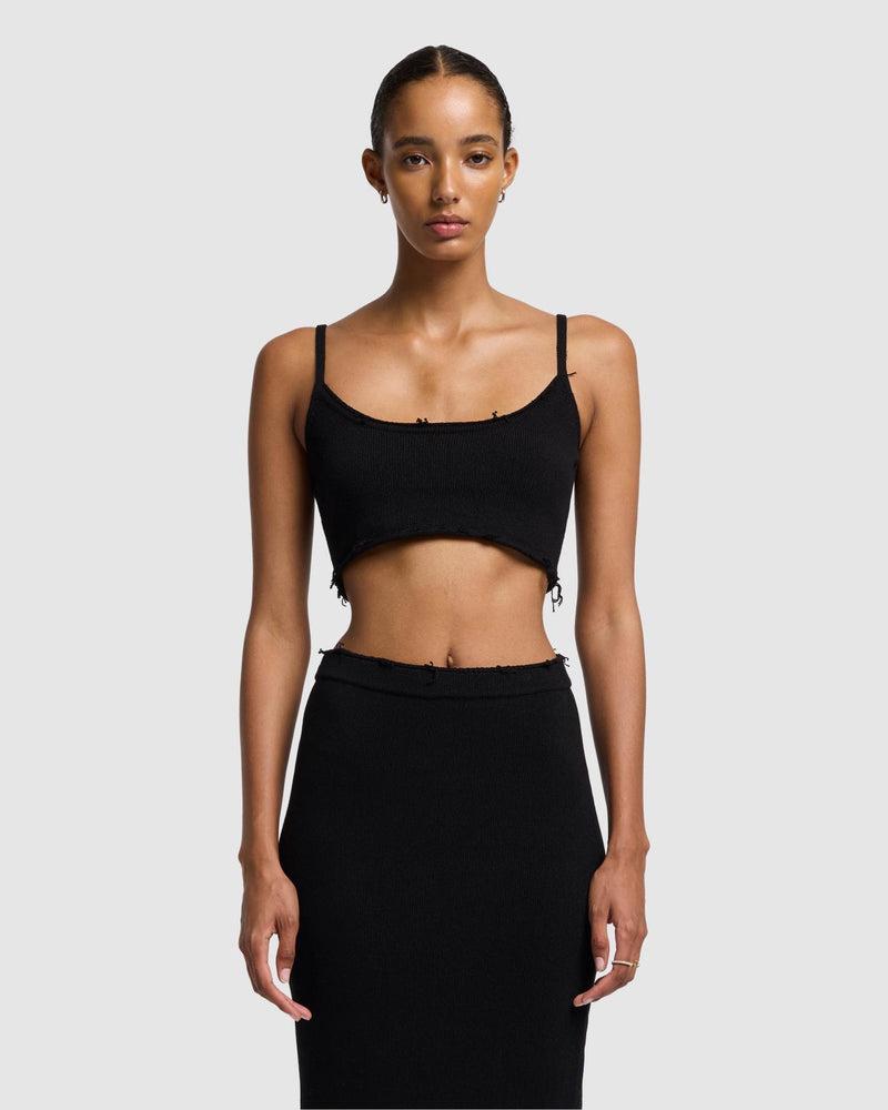 Distressed Knit Cropped Tank Product Image
