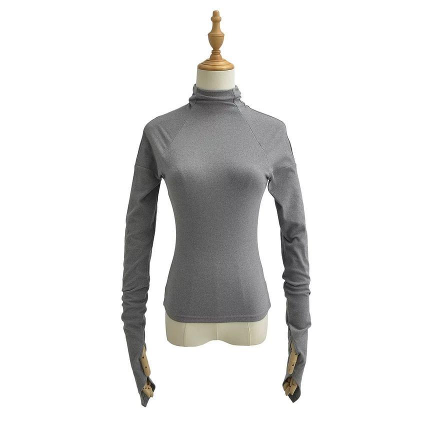 Long-Sleeve Turtleneck Plain Top Product Image