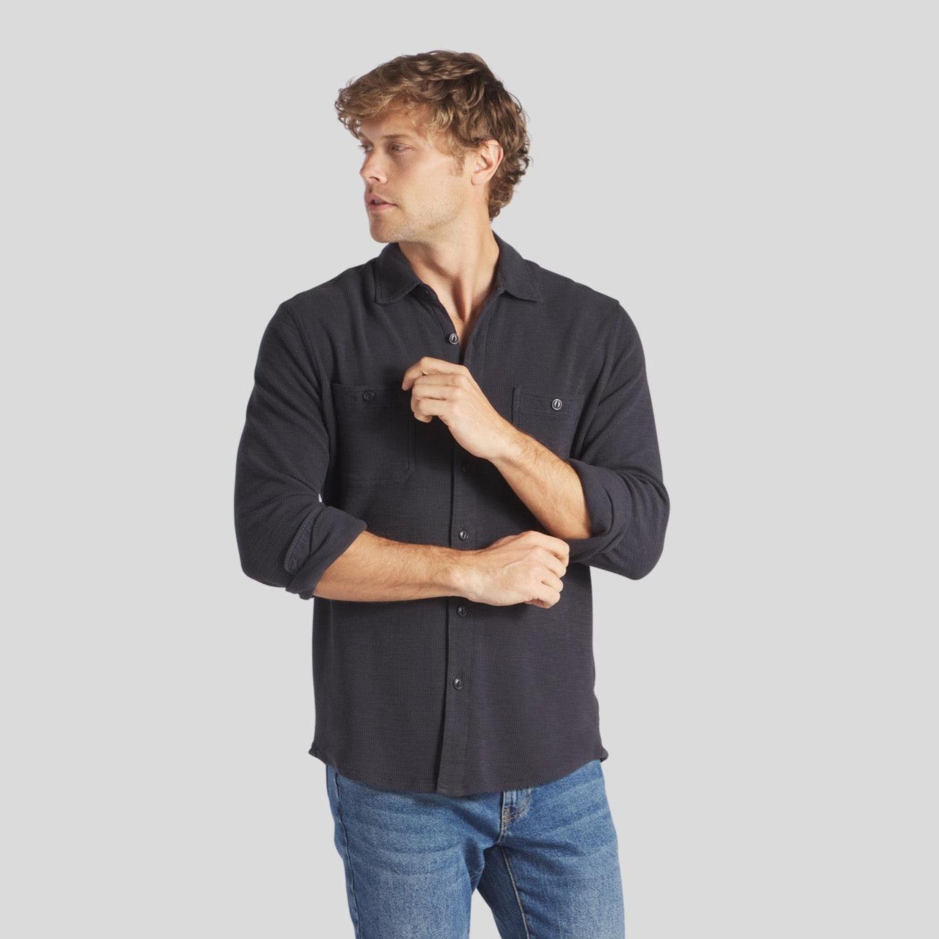 Waffle Hybrid Shirt - Dark Navy (Final Sale)* Product Image