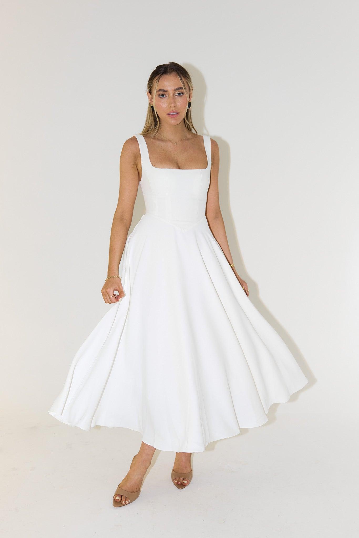 The Ultimate Muse High Waist Square Neck Midi Dress Product Image