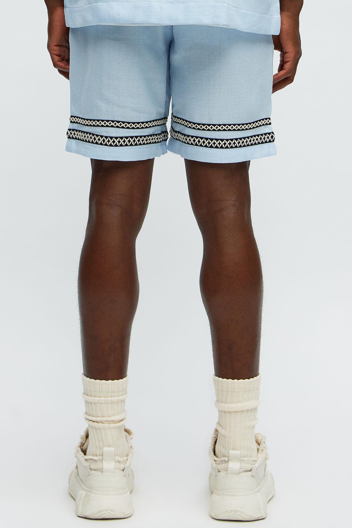 Ibiza VIP Club Linen Like Relaxed Shorts - Light Blue Product Image