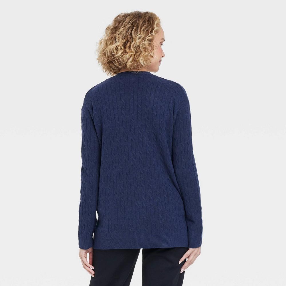 Womens Cable Cardigan - A New Day Navy M Product Image