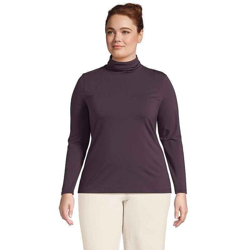 Plus Size Lands' End Lightweight Fitted Long Sleeve Turtleneck, Women's, Size: 1XL, Black Product Image