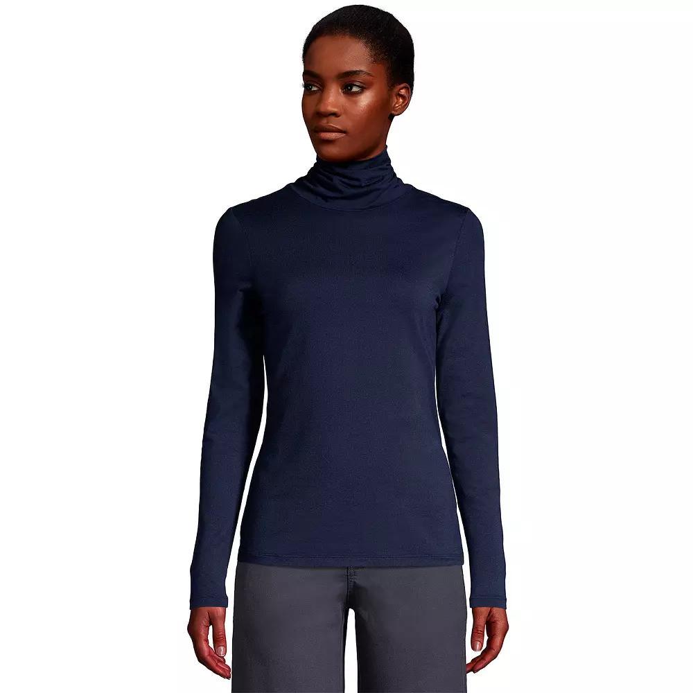 Womens Lands End Lightweight Fitted Turtleneck Radiant Blue Product Image