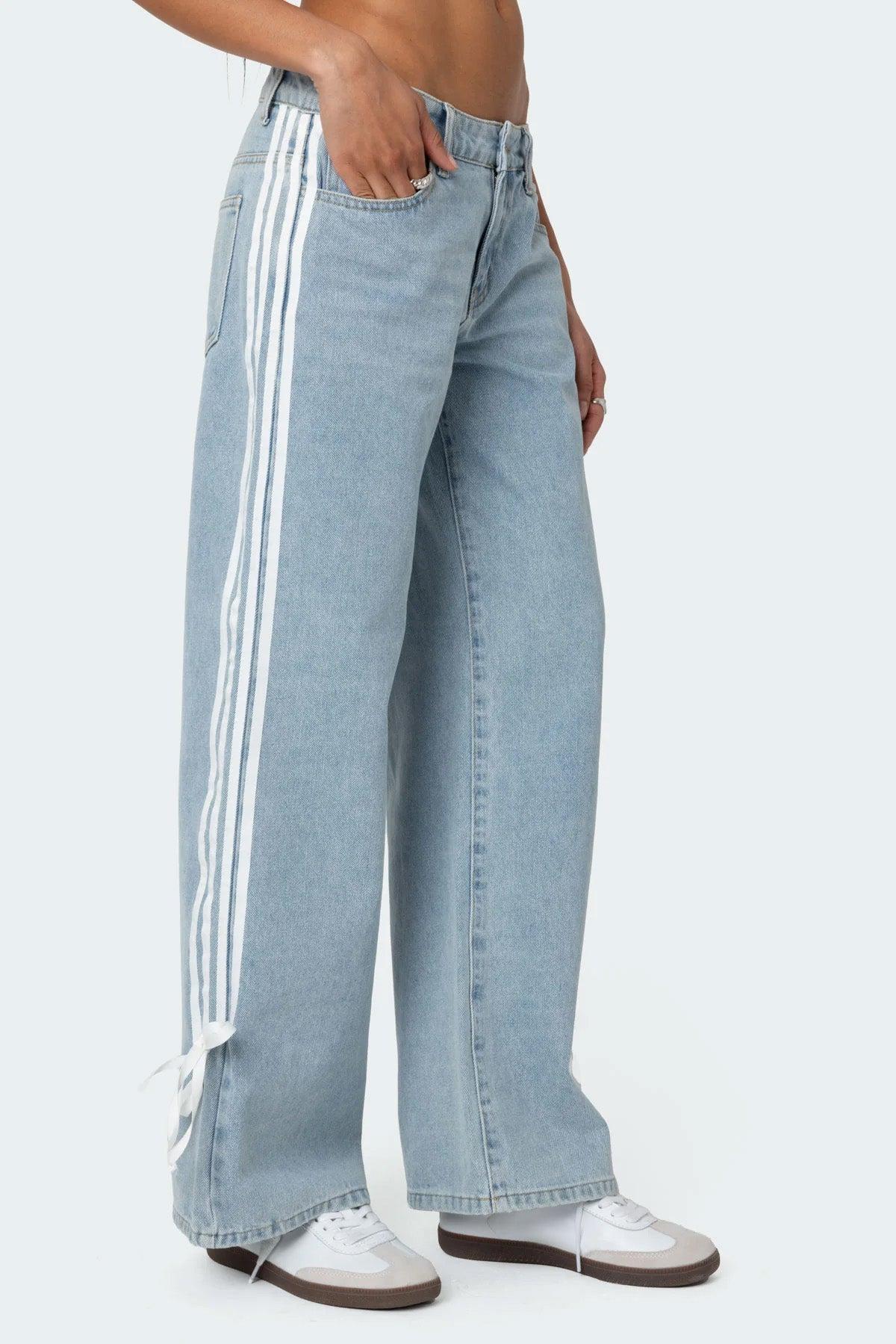 Washed Low Rise Ribbon Jeans Product Image