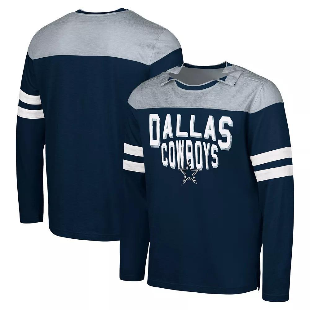 Men's G-III Sports by Carl Banks Navy/Silver Dallas Cowboys Adaptive Hail Mary Long Sleeve T-Shirt, Size: XL, Blue Product Image