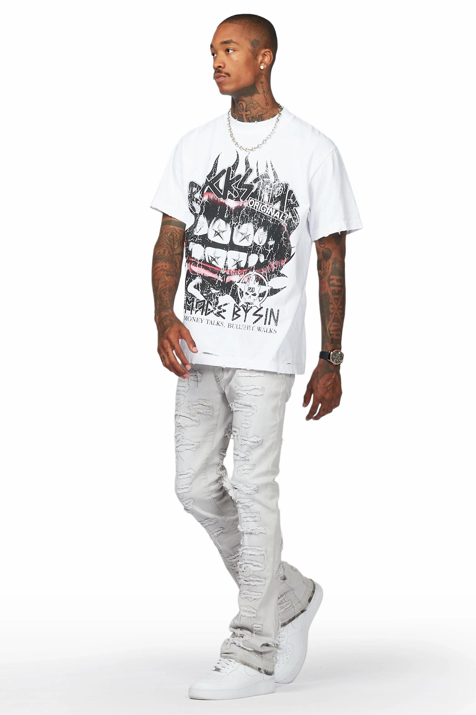 Malyk Grey Stacked Flare Jean Male Product Image