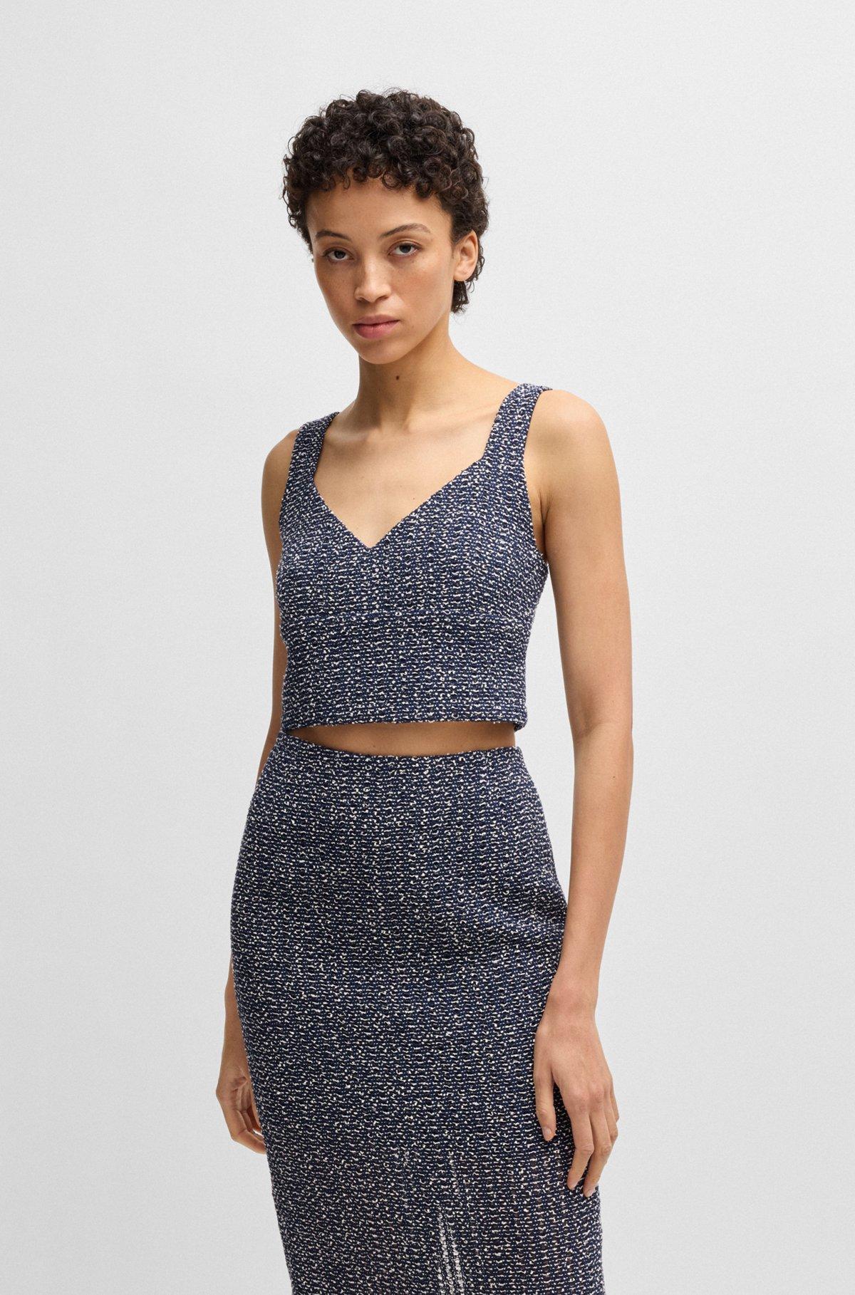 BOSS - Tailored top in two-tone crochet tweed - Patterned Product Image