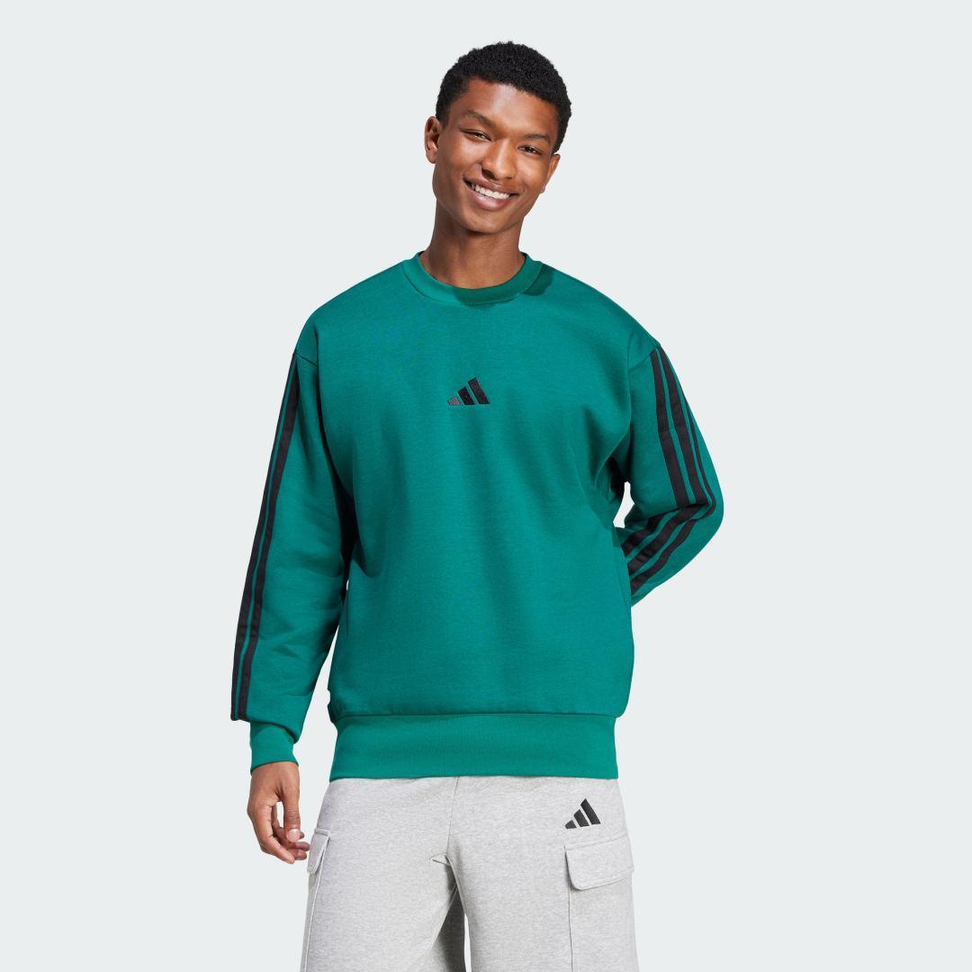 adidas Essentials 3-Stripes Fleece Sweatshirt Black XS Mens Product Image