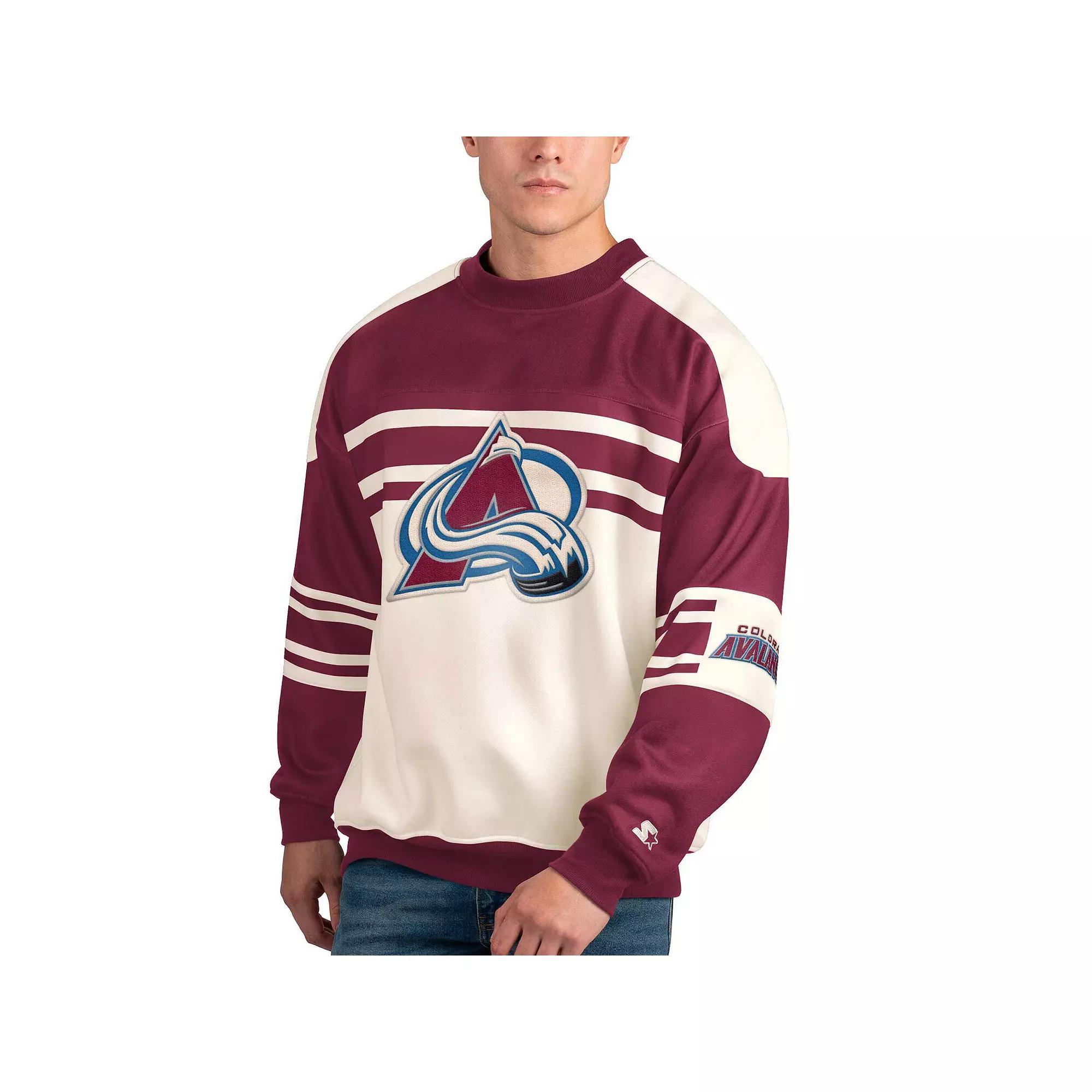 Men's Starter White Buffalo Sabres Defense Fleece Crewneck Pullover Sweatshirt, Size: XL Product Image