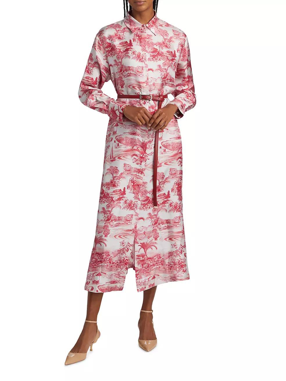 Svelto Trompe L’oeil Silk Belted Midi-Shirtdress Product Image