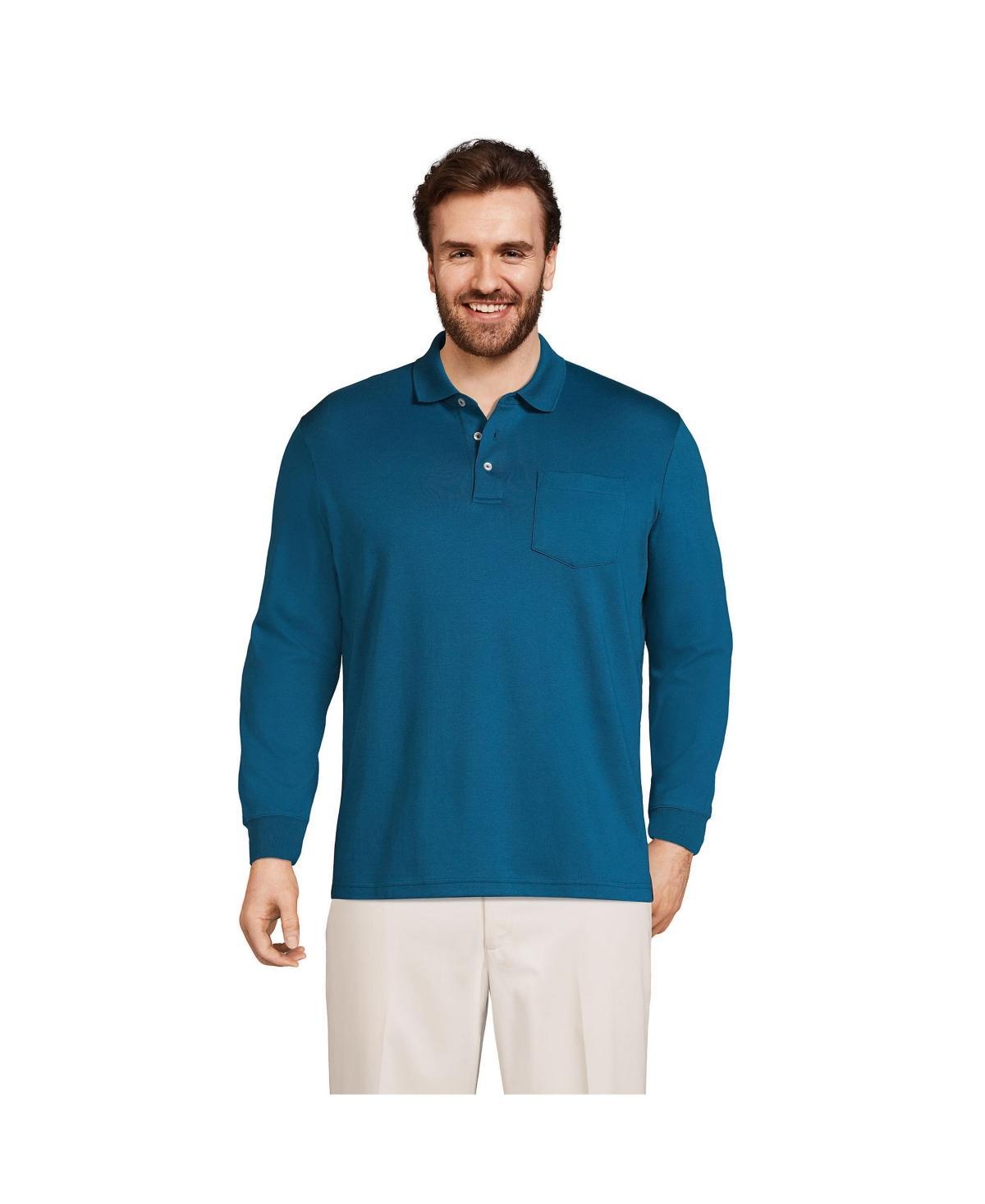 Big & Tall Lands End Super Soft Classic-Fit Long Sleeve Supima Pocket Polo, Mens Product Image