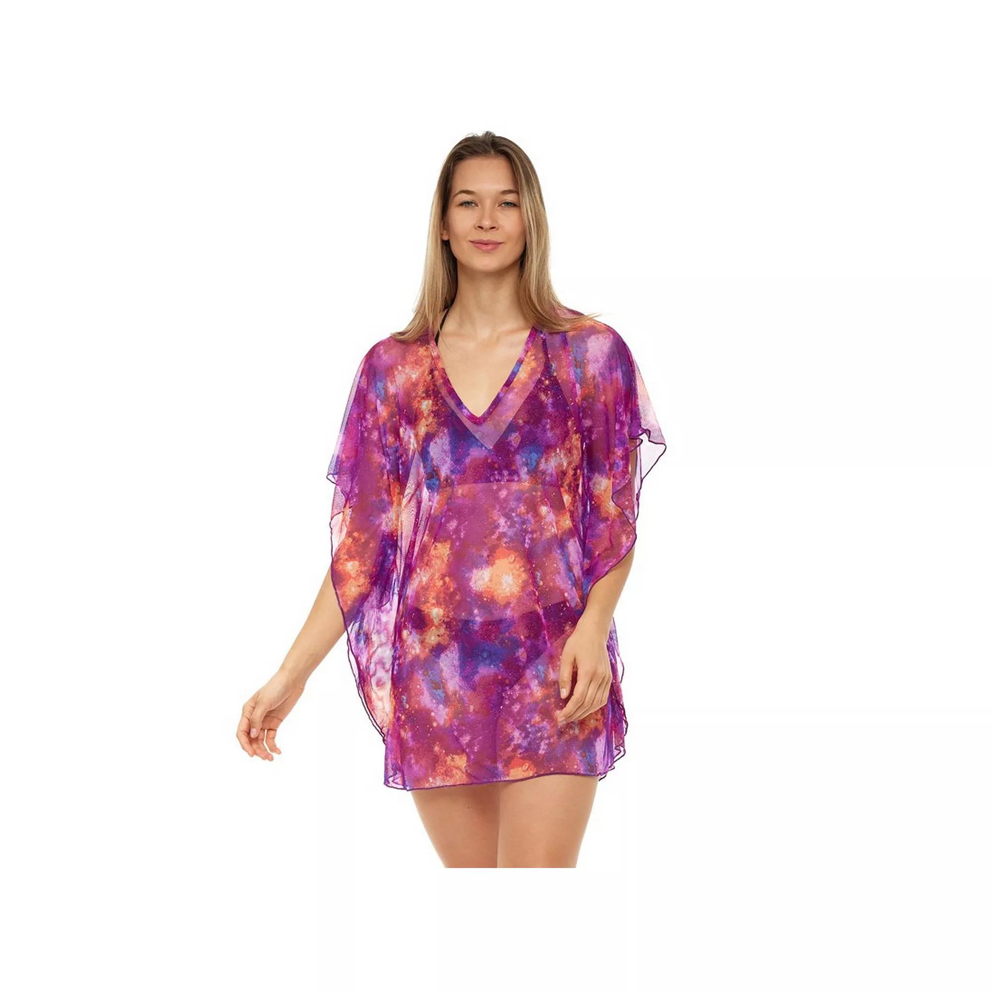 Women's Jordan Taylor Printed Mesh Kaftan Swim Cover-Up, Size: Small, Gray Product Image