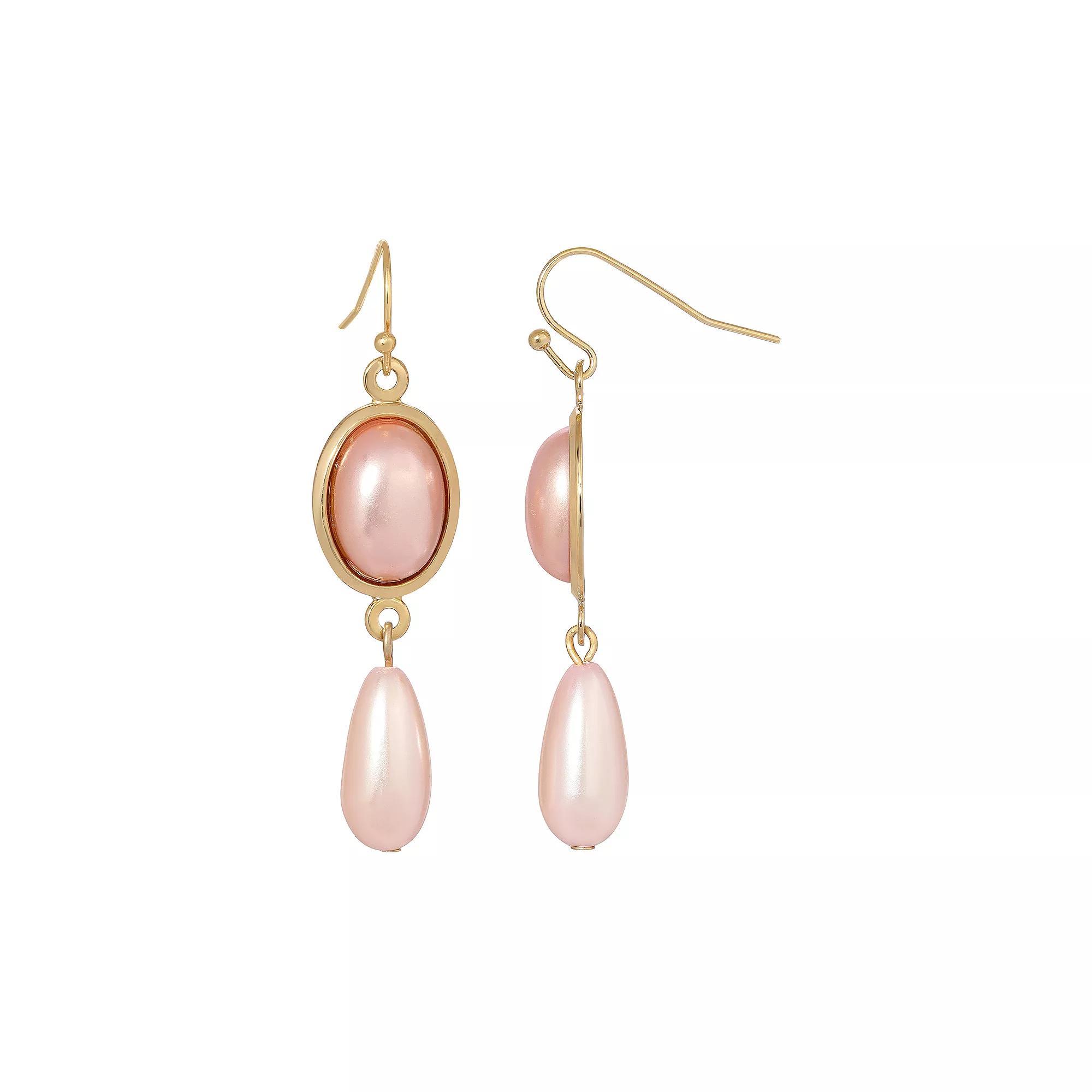 1928 Pink Pearl Drop Earrings, Womens Product Image