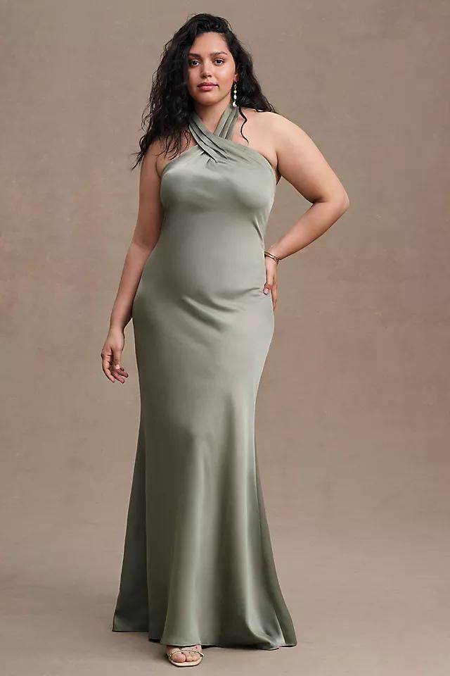 BHLDN Ruby Twist Halter Satin Gown Product Image