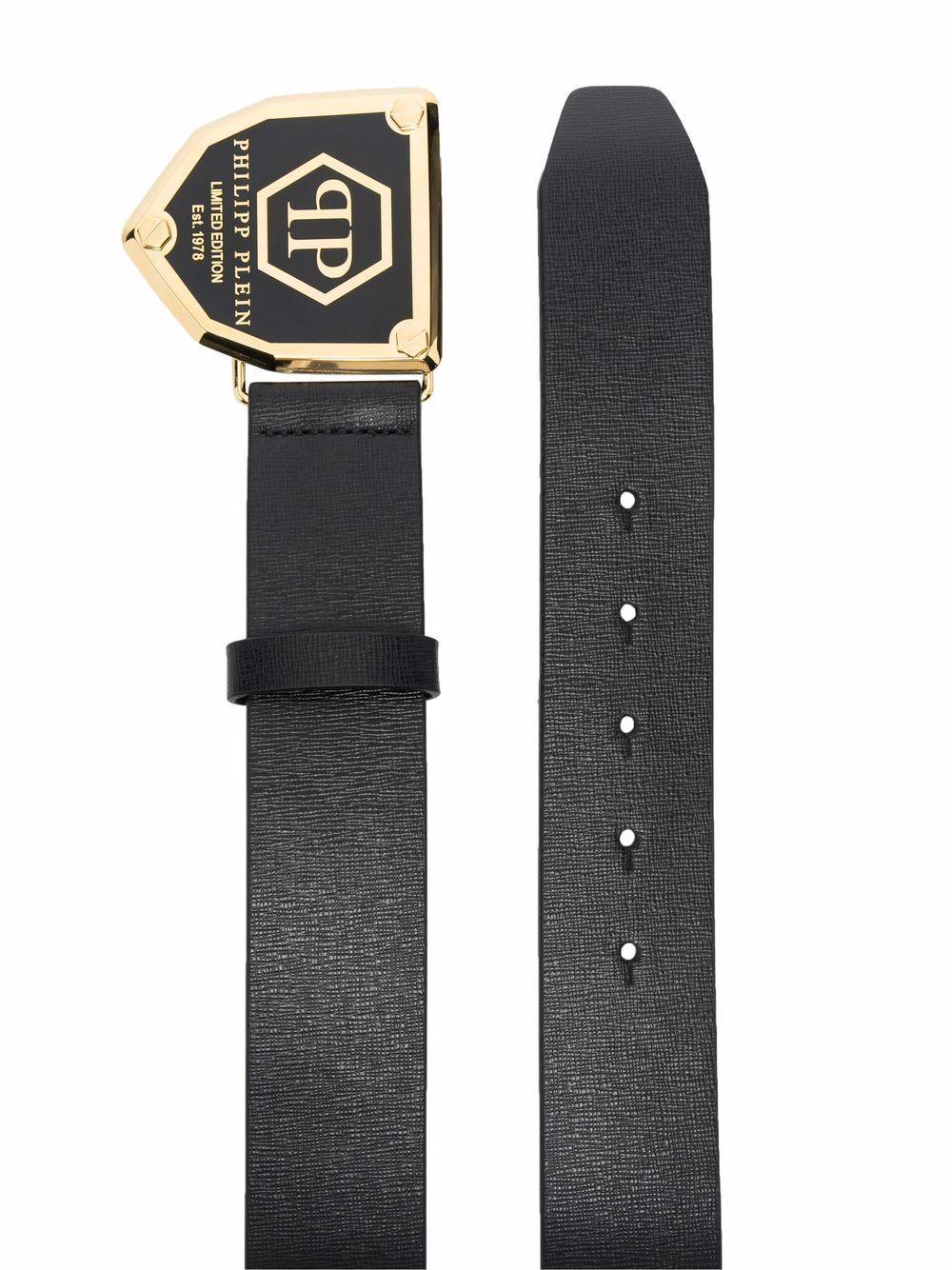 logo-plaque leather belt Product Image