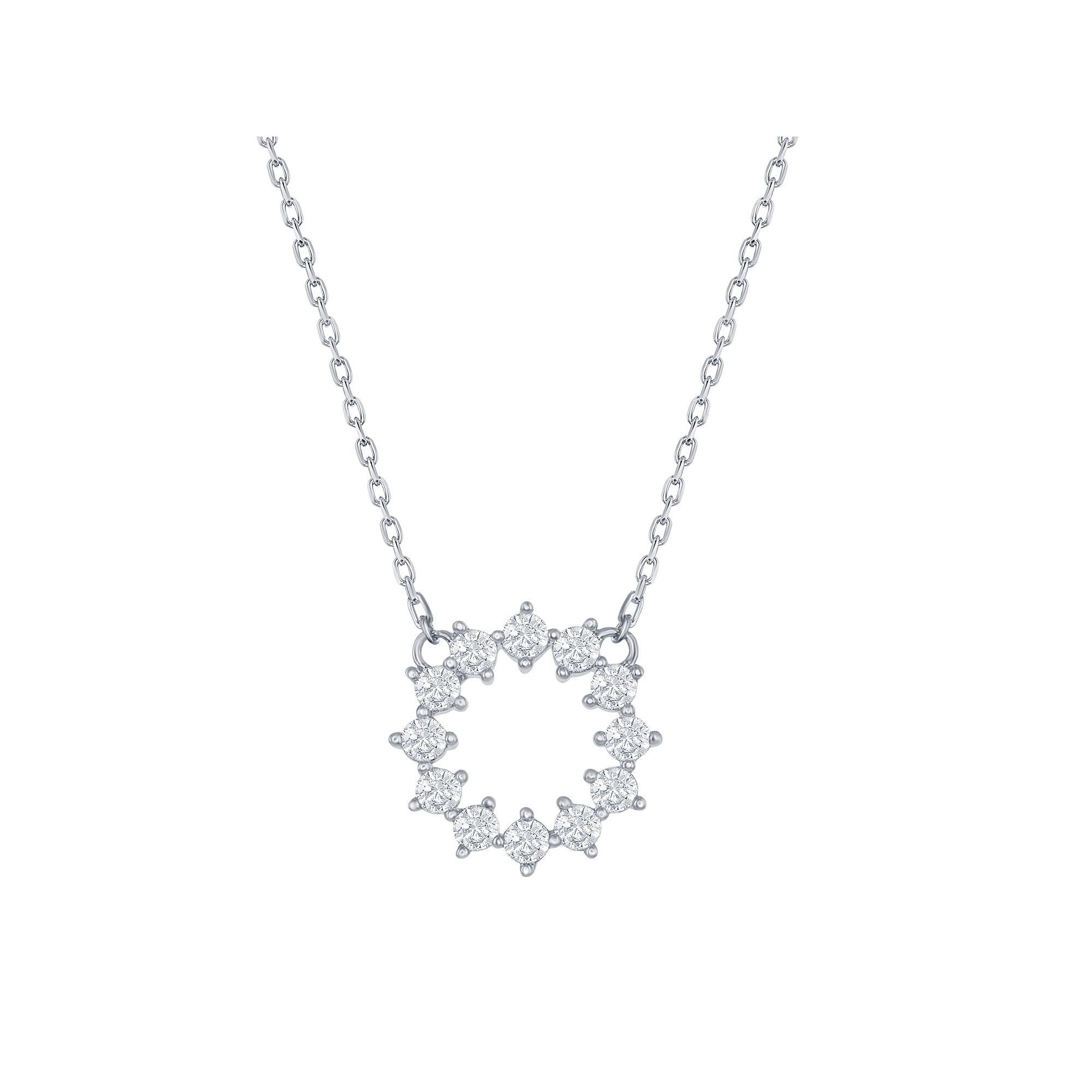 Sterling Silver Cubic Zirconia Circle Pendant Necklace, Women's, Size: 18" Product Image