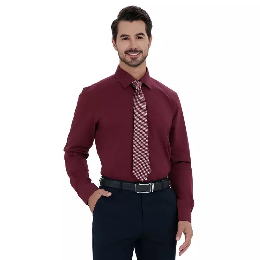 Men's Bespoke Classic-Fit Dress Shirt & Tie Set, Size: Large-32/33, Red Product Image