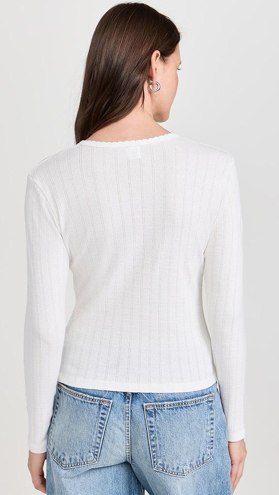 Leset Pointelle Long Sleeve Henley | Shopbop Product Image
