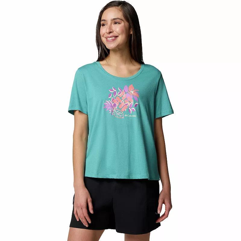 Women's Columbia Omni-WICK™ Ruby Springs Scoopneck Short Sleeve Graphic Tee, Size: Medium, Collegiate Blue Product Image