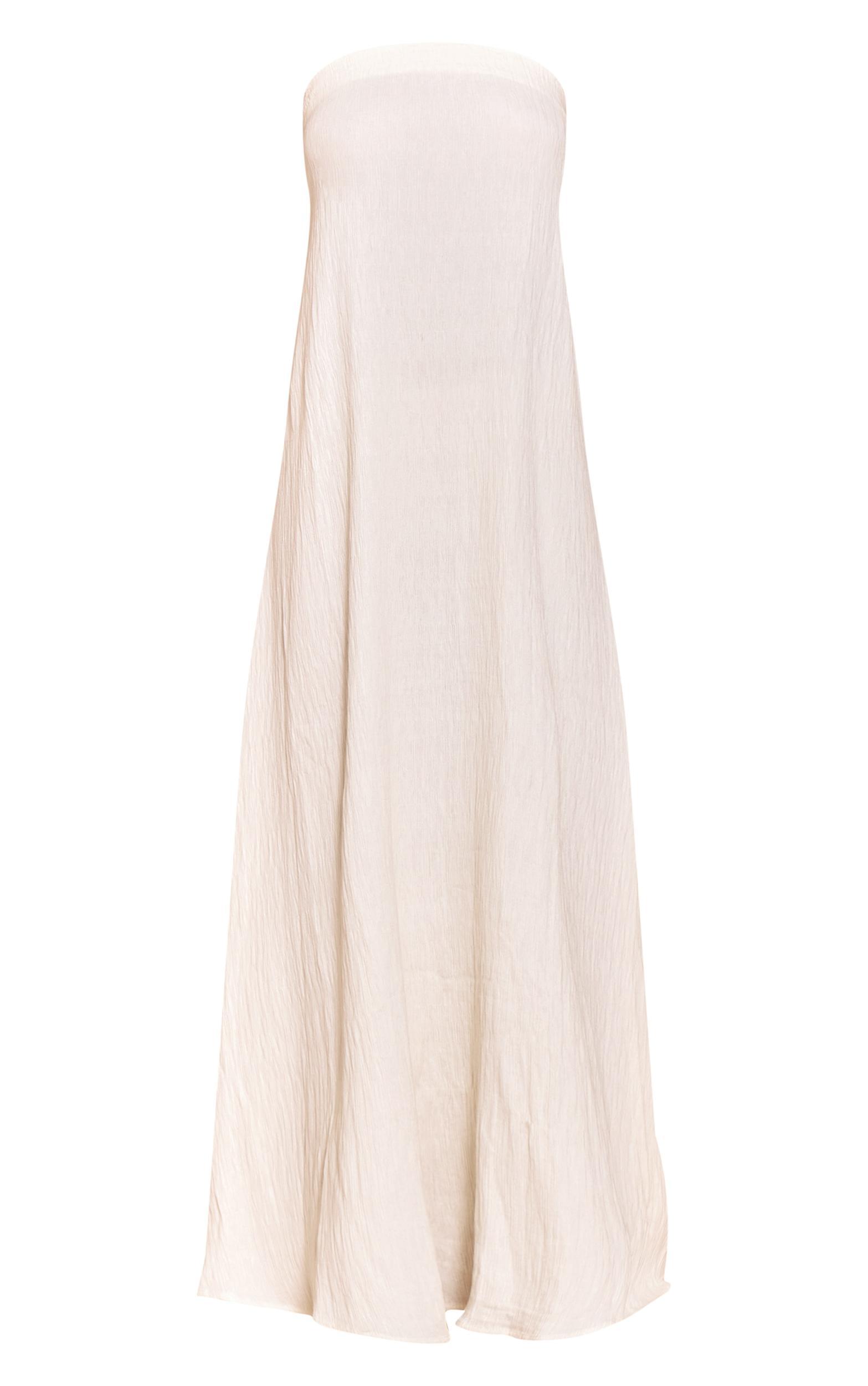 Cream Textured Bandeau Column Maxi Dress Product Image