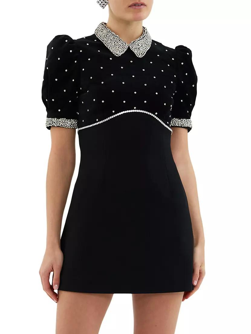 Giovanna Crystal-Embellished Velvet Short-Sleeve Minidress Product Image