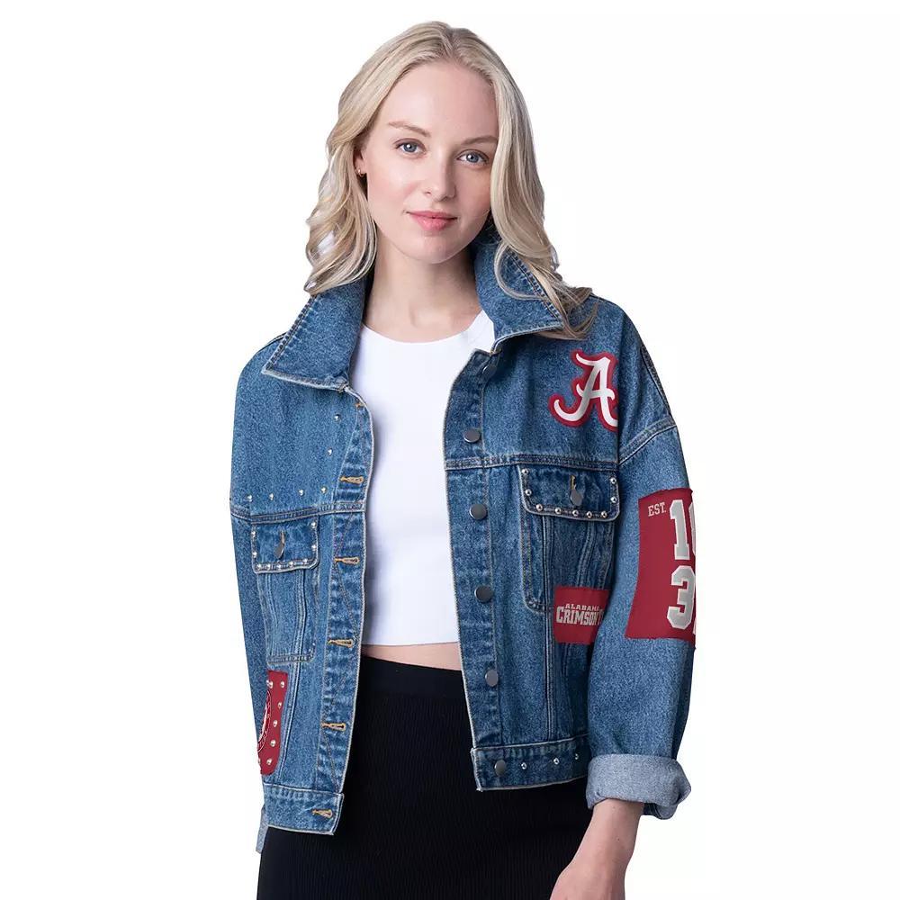 Women's G-III 4Her by Carl Banks Denim LSU Tigers Game Ball Patches and Studs Full-Button Jacket, Size: XXL, Turquoise A Product Image
