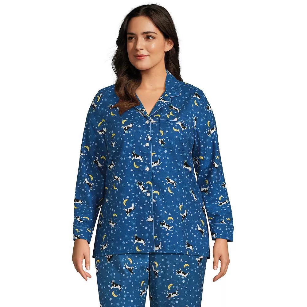 Plus Size Lands' End Long Sleeve Flannel Pajama Top, Women's, Size: 1XL, Heritage Red Plaid Product Image