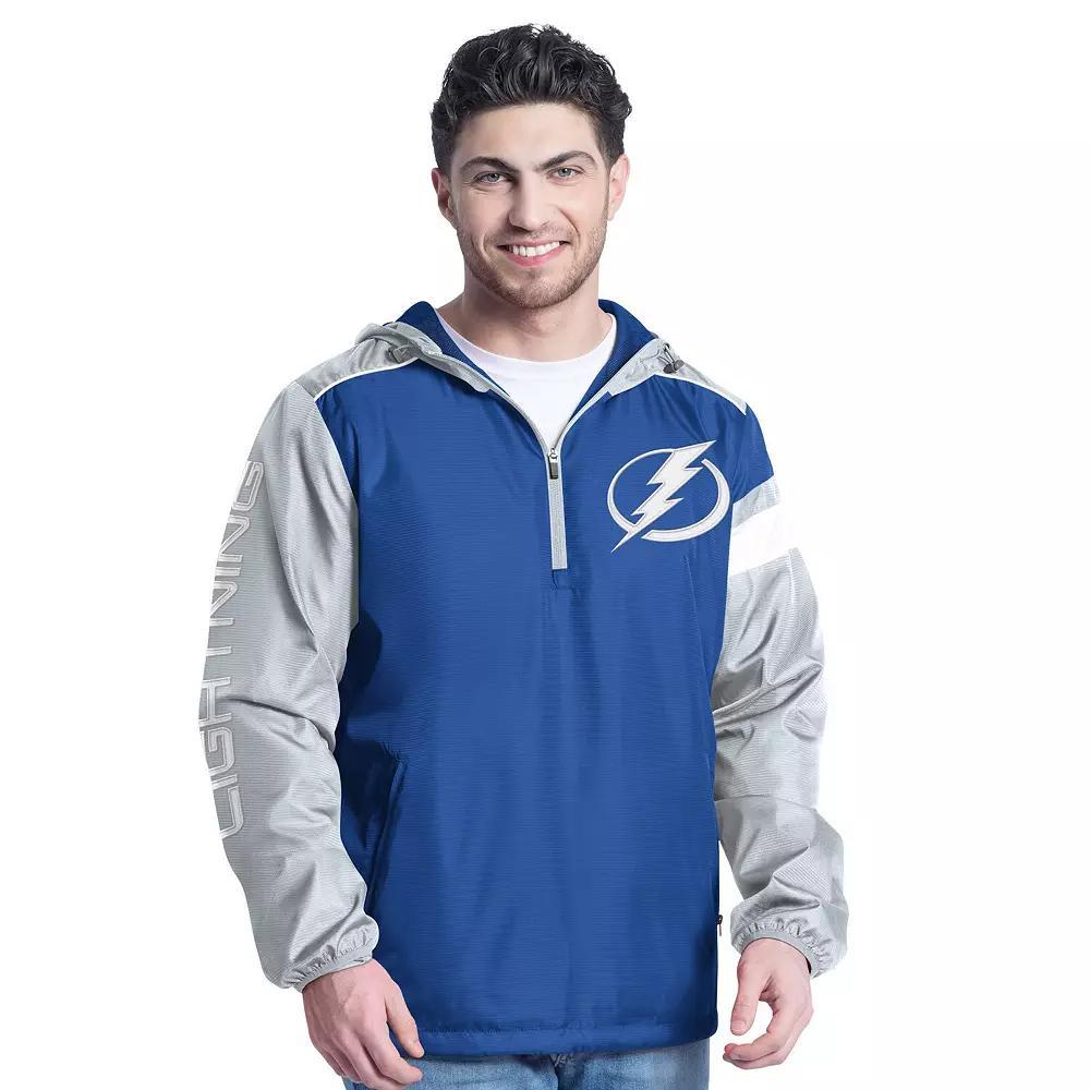 Men's G-III Sports by Carl Banks Blue/Gray Tampa Bay Lightning Lateral Half-Zip Hoodie Jacket, Size: 2XL, Lgh Blue Product Image