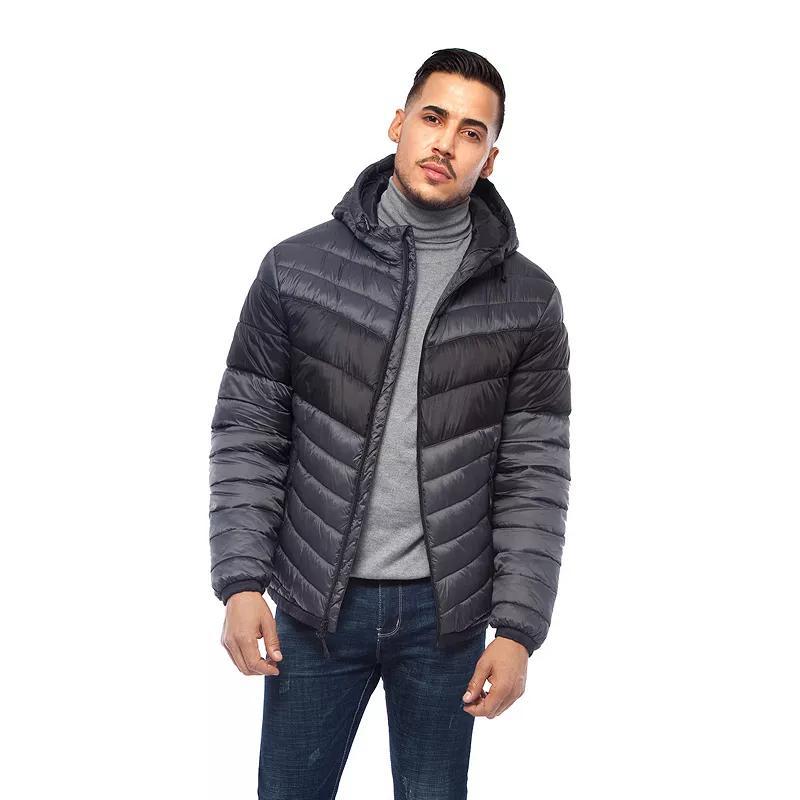 Men's Rokka&Rolla Lightweight Hooded Puffer Jacket, Size: Small, Black Product Image