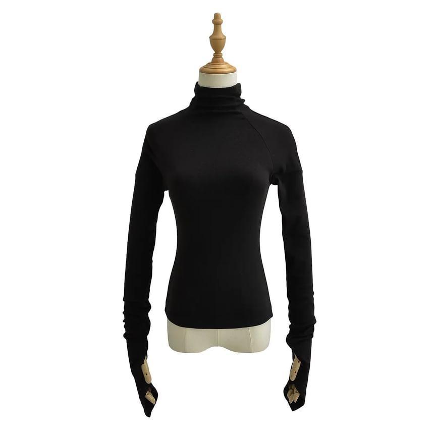 Long-Sleeve Turtleneck Plain Top Product Image