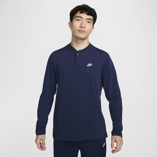 Men's Nike Club Fleece Long Sleeve Henley, Size: Medium, Black Product Image