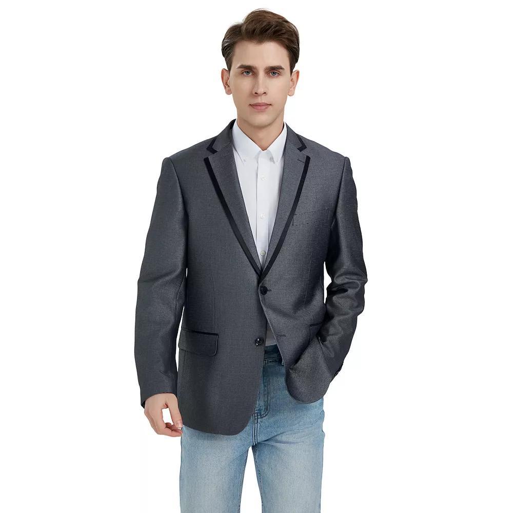 Men's Bespoke Silver Dobby Suit Jacket, Size: XL Product Image
