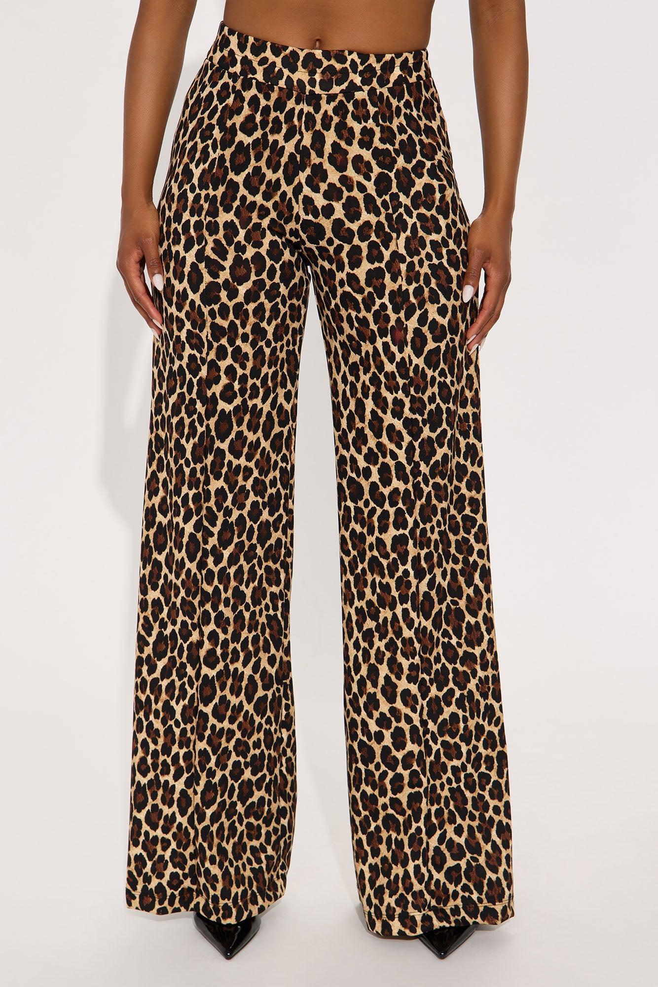 On The Hunt Wide Leg Leopard Trouser Pant - Leopard Product Image