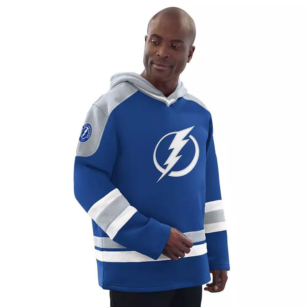 Men's Starter Blue/Gray Tampa Bay Lightning Hockey Pullover Hoodie, Size: Large, Lgh Blue Product Image