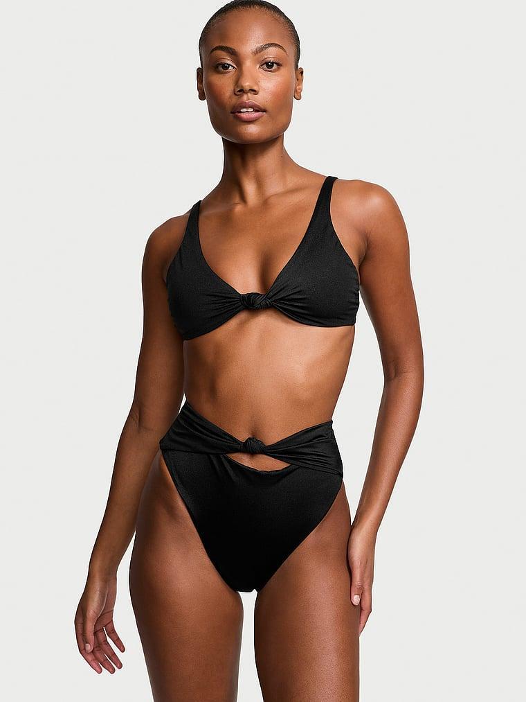 Knotted High-Waist Cheeky Bikini Bottom Product Image