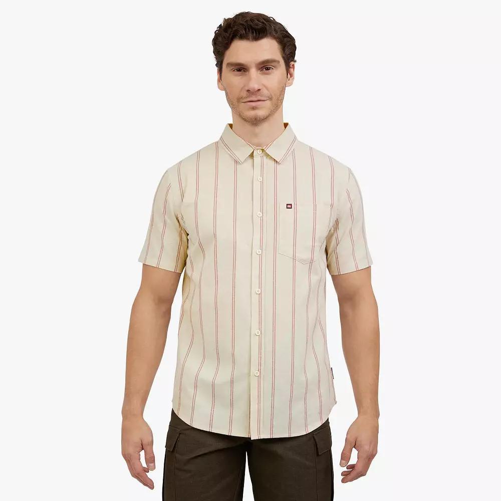 Men's Quiksilver Stripe Short Sleeve Button Down Shirt, Size: Medium, Silver Birch Product Image