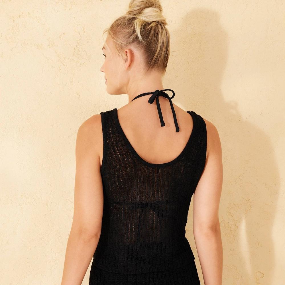Women's Crochet Cover Up Tank Top - Shade & Shore™ Black XL Product Image