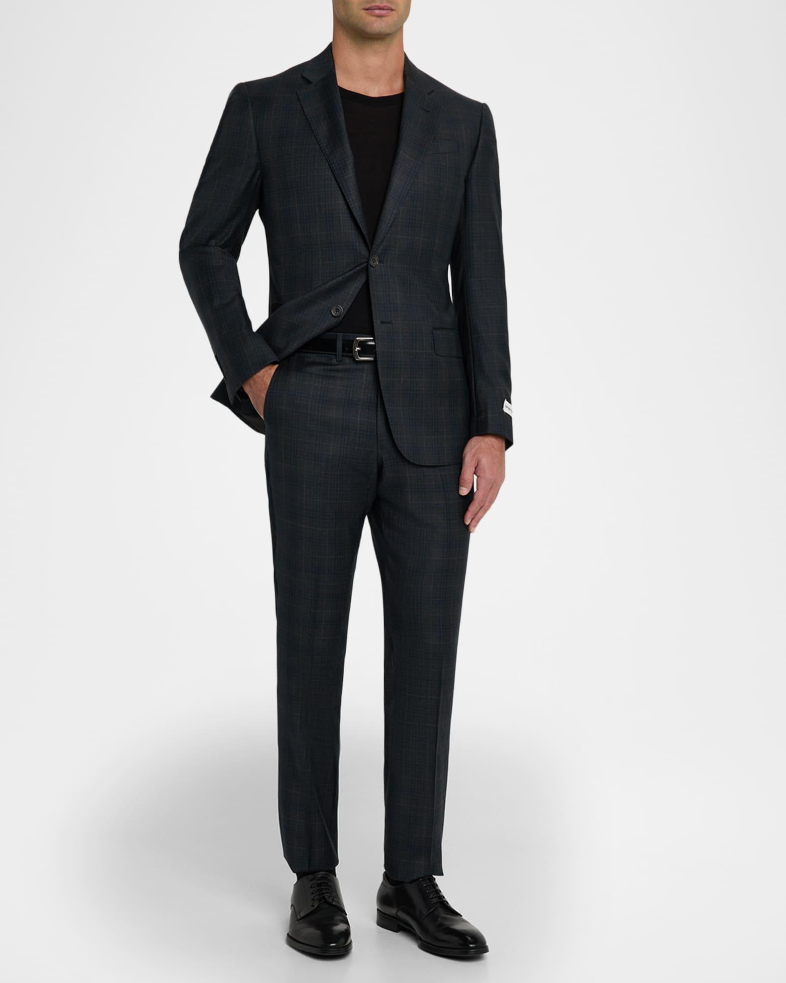 Men's Wool Super 130s Plaid G Line Suit Product Image