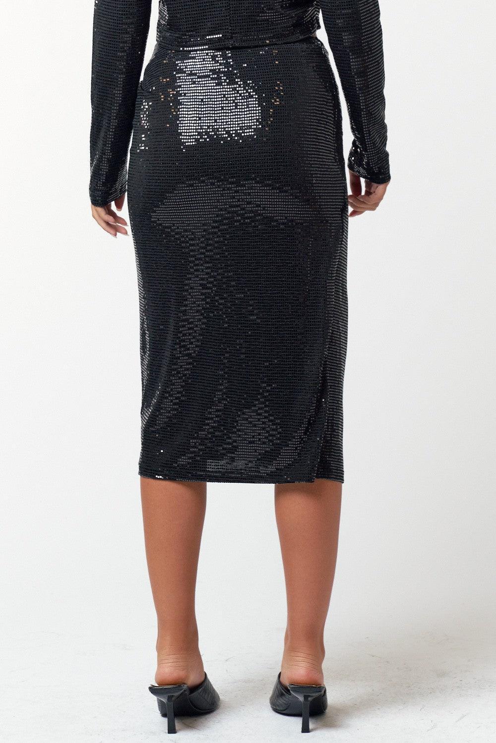 Sequin Side Tie Midi Skirt Product Image