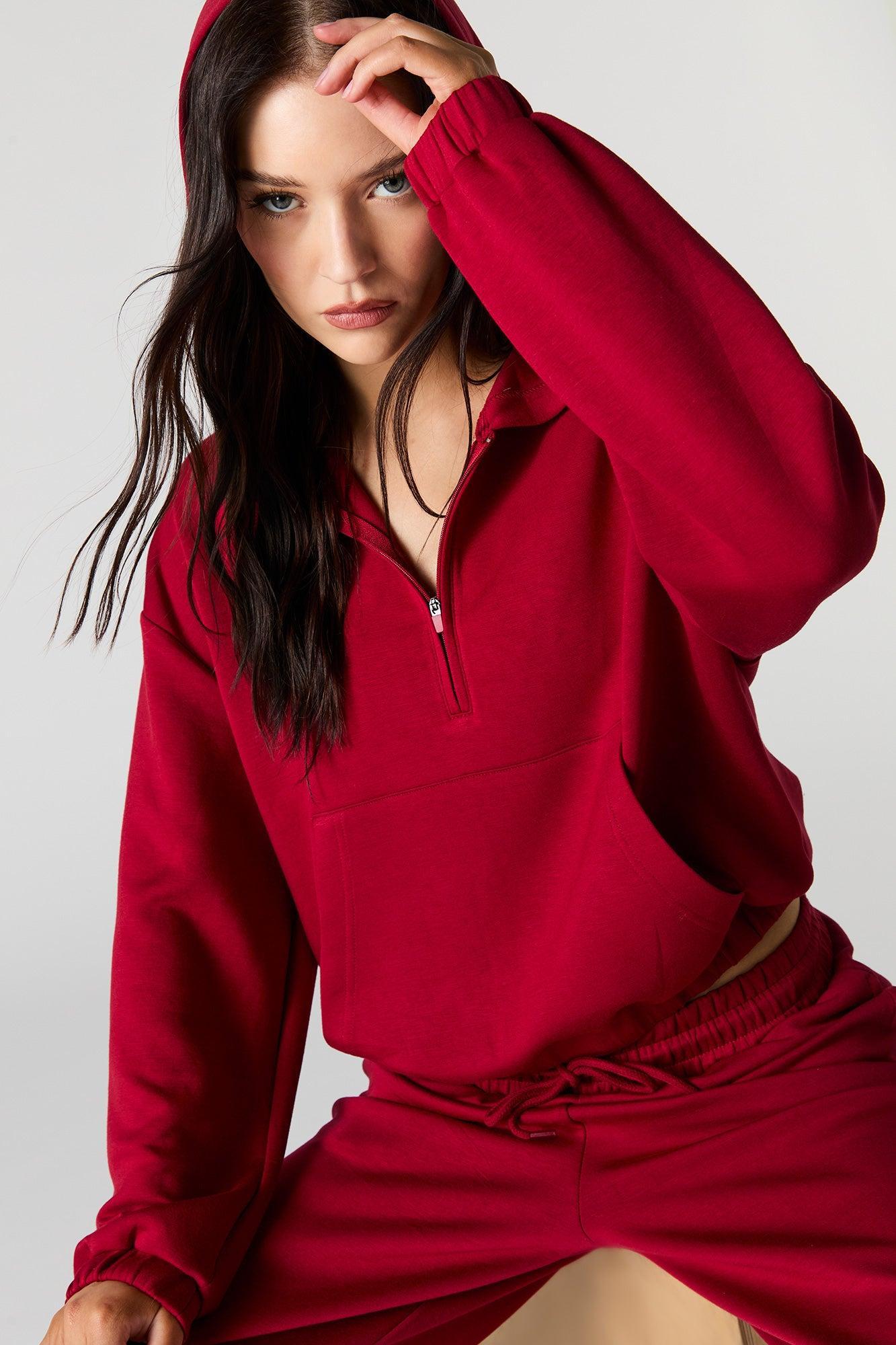 Active Quarter Zip Cinched Fleece Hoodie Female Product Image
