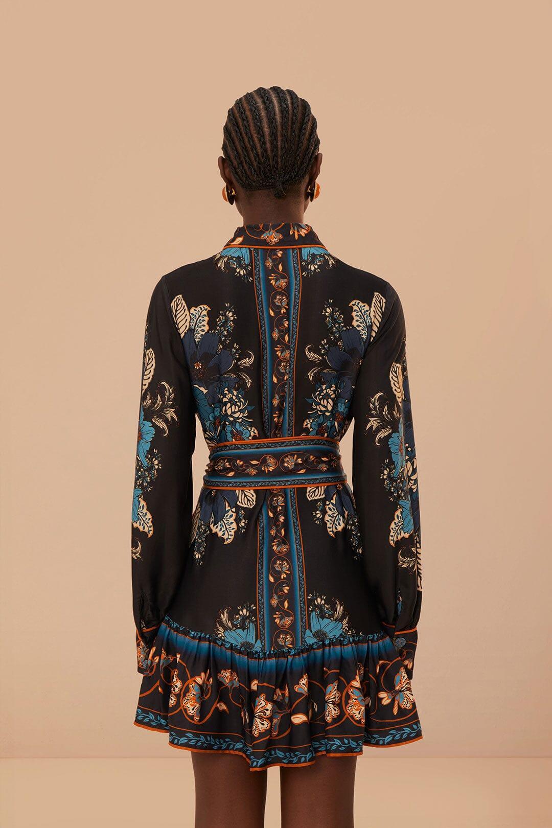 Black Blossom Tapestry LENZING ECOVERO Viscose Mini Dress, BLOSSOM TAPESTRY BLACK / XL Product Image