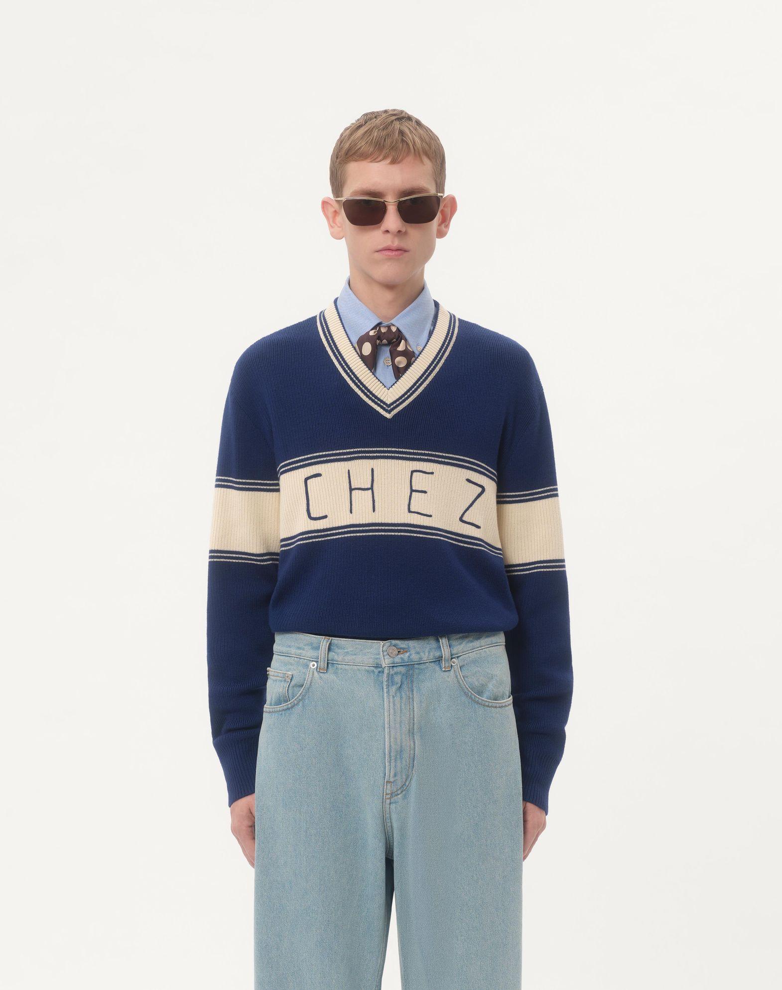 Wool And Cotton Jumper With Chez Valentino Jacquard Pattern Product Image