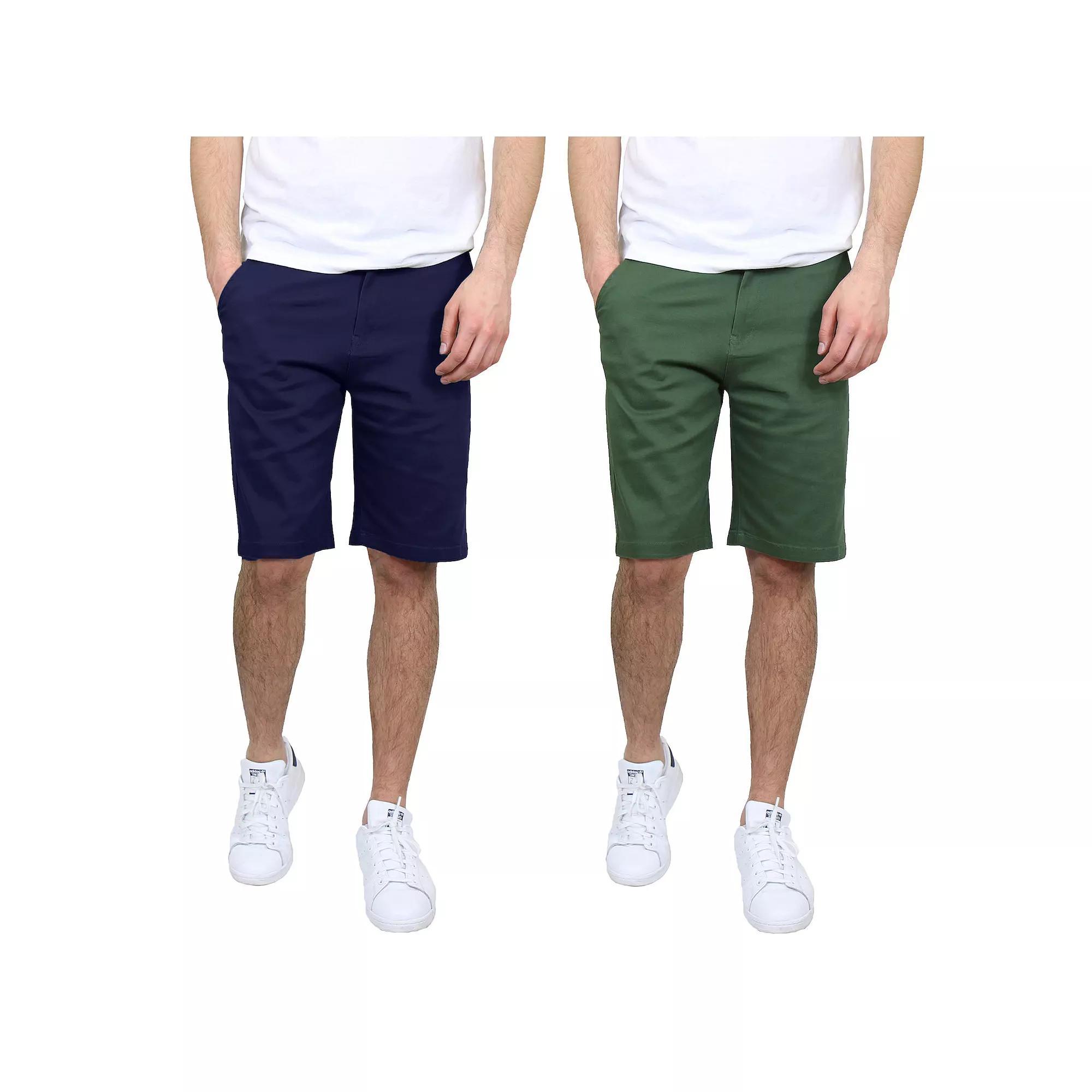 Men's Galaxy 10.5" 5-Pocket Flat-Front Slim-Fit Stretch Chino Shorts 2-Pack, Size: 36, Navy Green Product Image